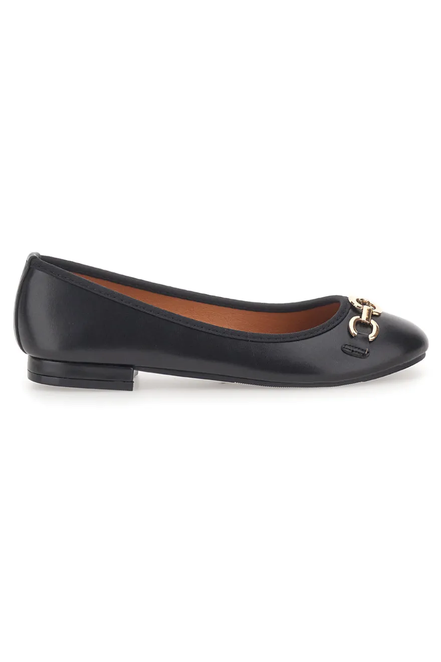 Ballerine Nere con Fibbia Decorativa Oro THE FIRST IDE172