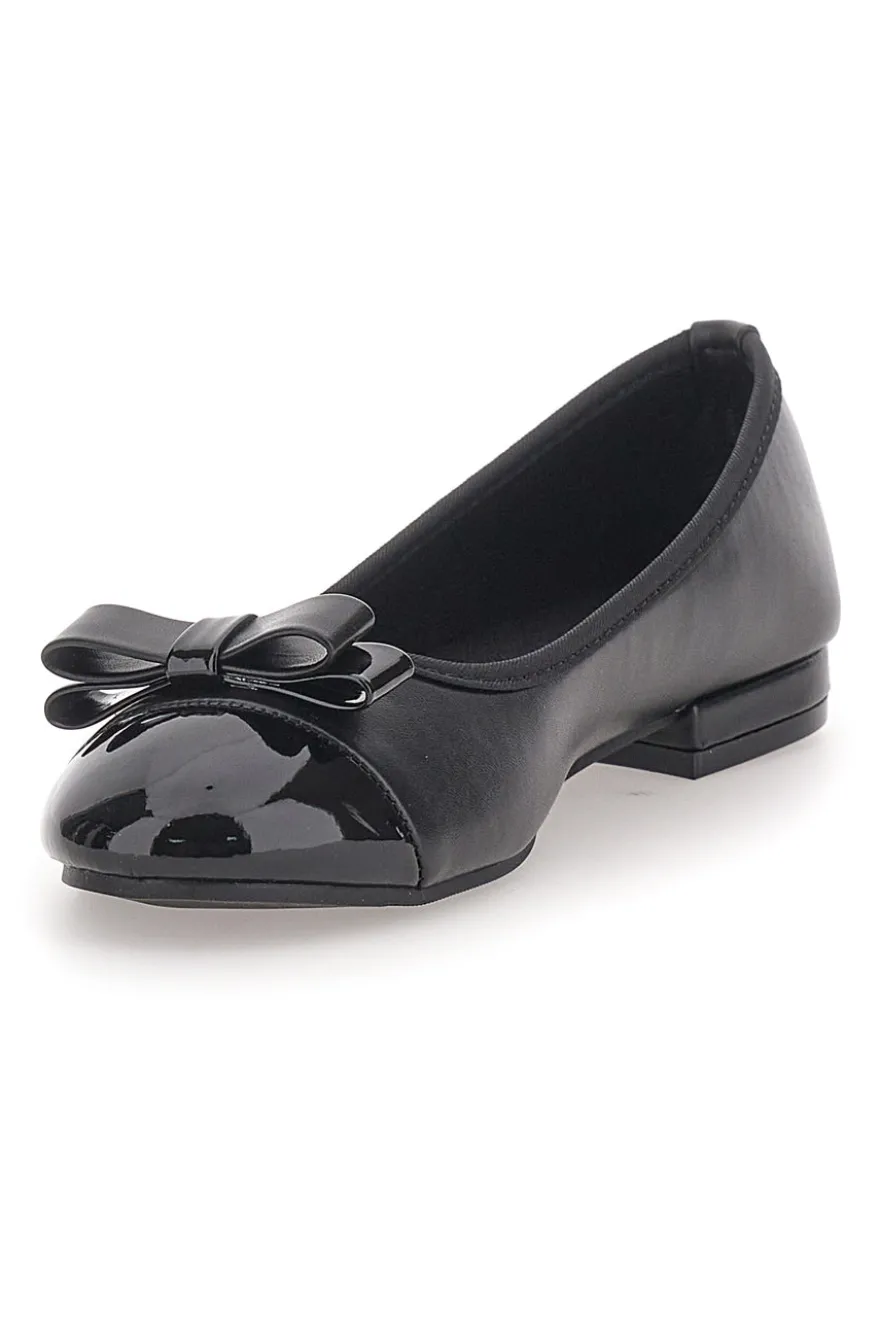 Ballerine Nere con Punta Effetto Vernice e Fiocco Decorativo THE FIRST IDE6292