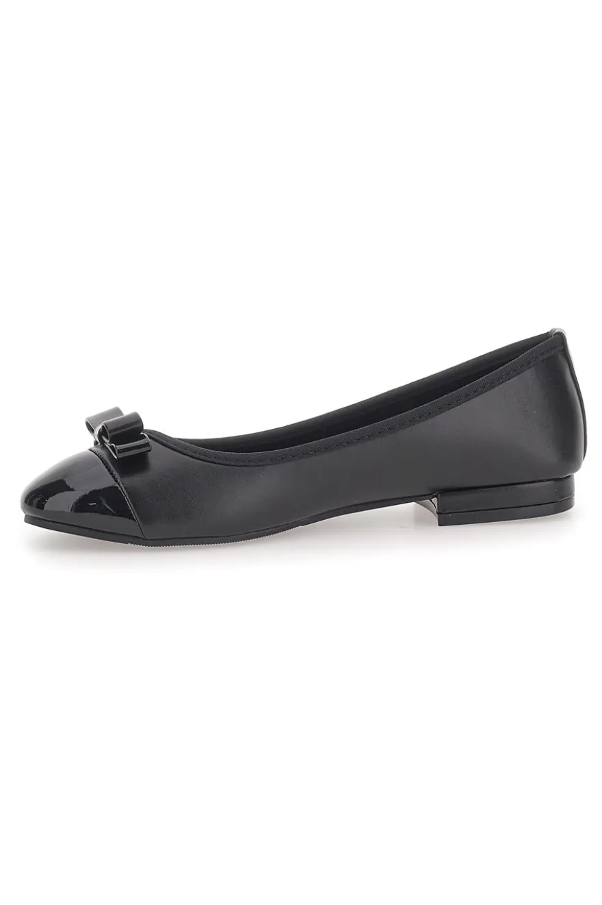 Ballerine Nere con Punta Effetto Vernice e Fiocco Decorativo THE FIRST IDE6292