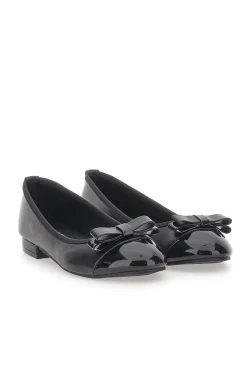 Ballerine Nere con Punta Effetto Vernice e Fiocco Decorativo THE FIRST IDE6292