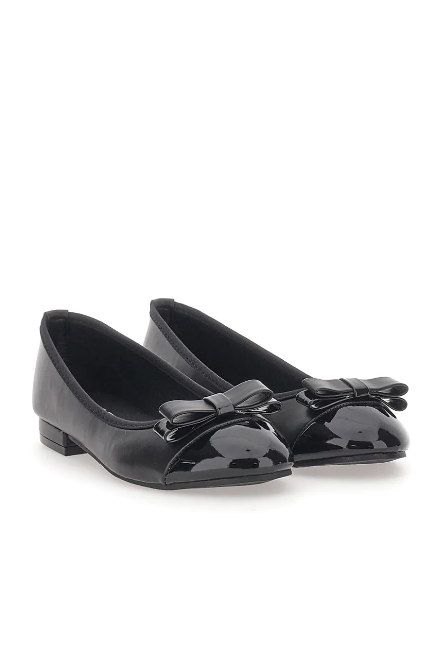 Ballerine Nere con Punta Effetto Vernice e Fiocco Decorativo THE FIRST IDE6292