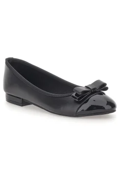 Ballerine Nere con Punta Effetto Vernice e Fiocco Decorativo THE FIRST IDE6292
