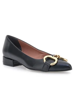 Ballerine nere con punta sfilata e catena oro Pittarello glam 3313