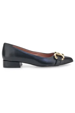 Ballerine nere con punta sfilata e catena oro Pittarello glam 3313