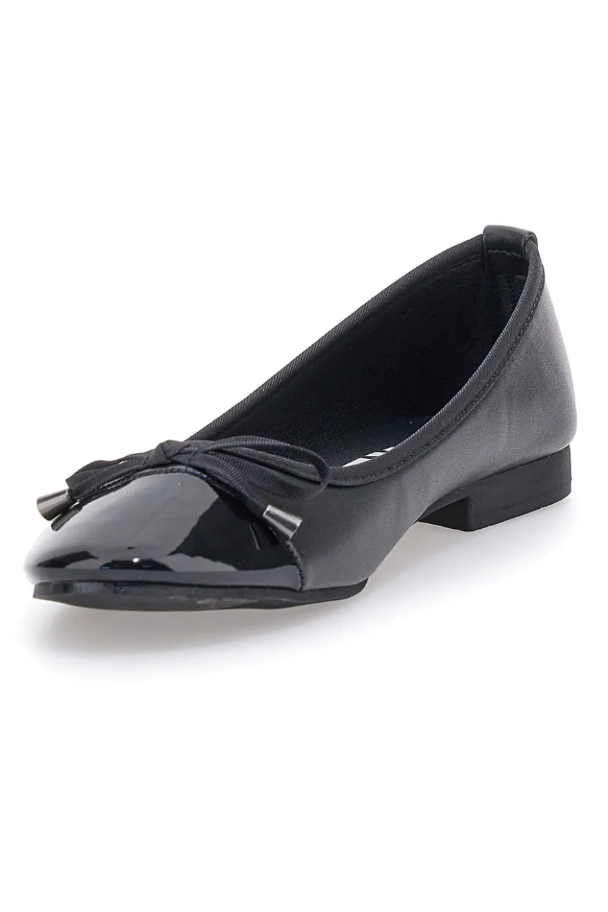Ballerine nere con punta lucida e fiocco The First IDE1070