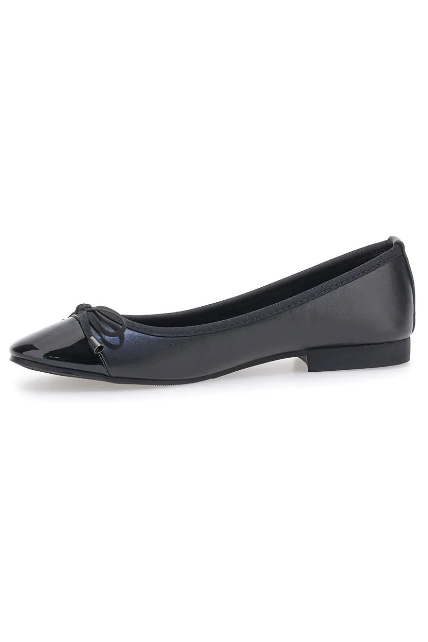 Ballerine nere con punta lucida e fiocco The First IDE1070