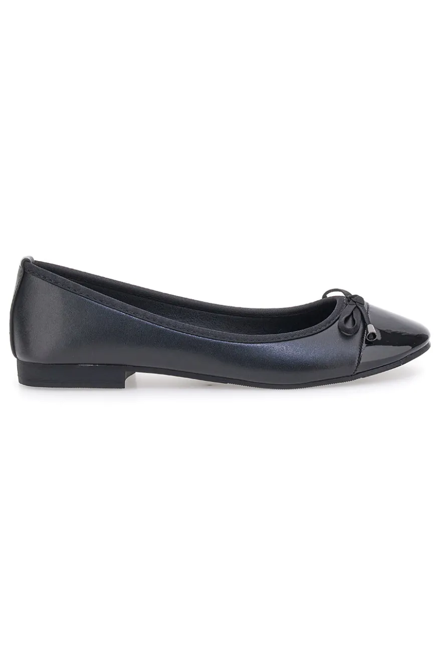 Ballerine nere con punta lucida e fiocco The First IDE1070