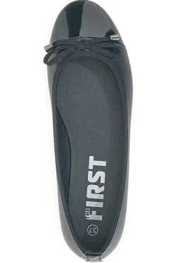Ballerine nere con punta lucida e fiocco The First IDE1070