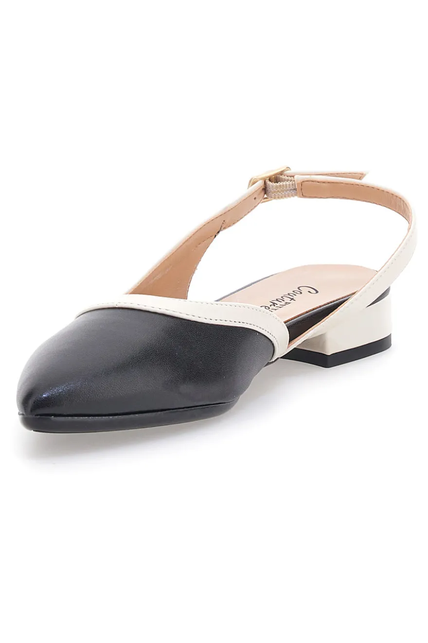 Ballerine Nere e Beige Con Cinturino Slingback Pittarello Couture 6011