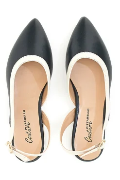 Ballerine Nere e Beige Con Cinturino Slingback Pittarello Couture 6011