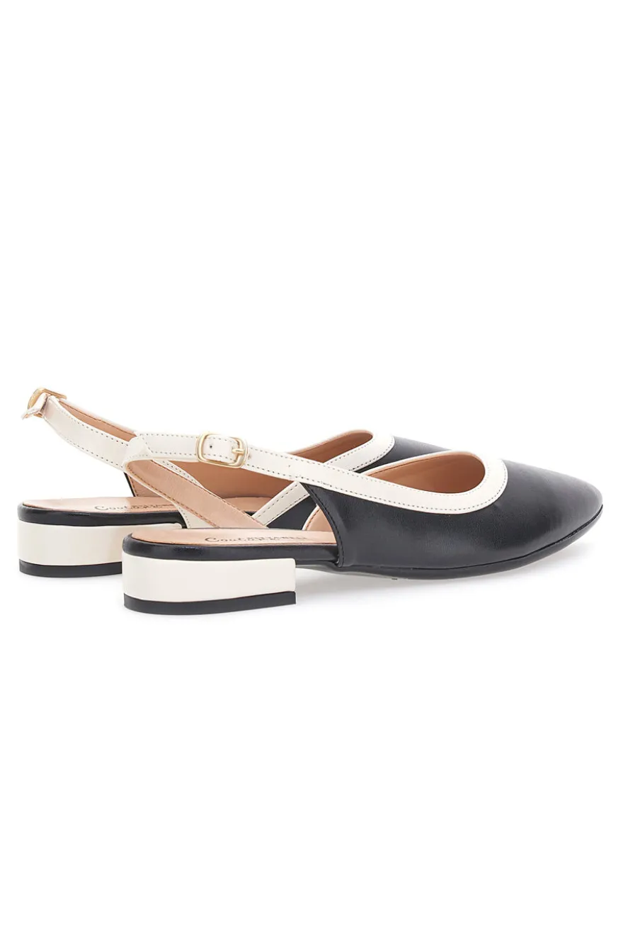 Ballerine Nere e Beige Con Cinturino Slingback Pittarello Couture 6011