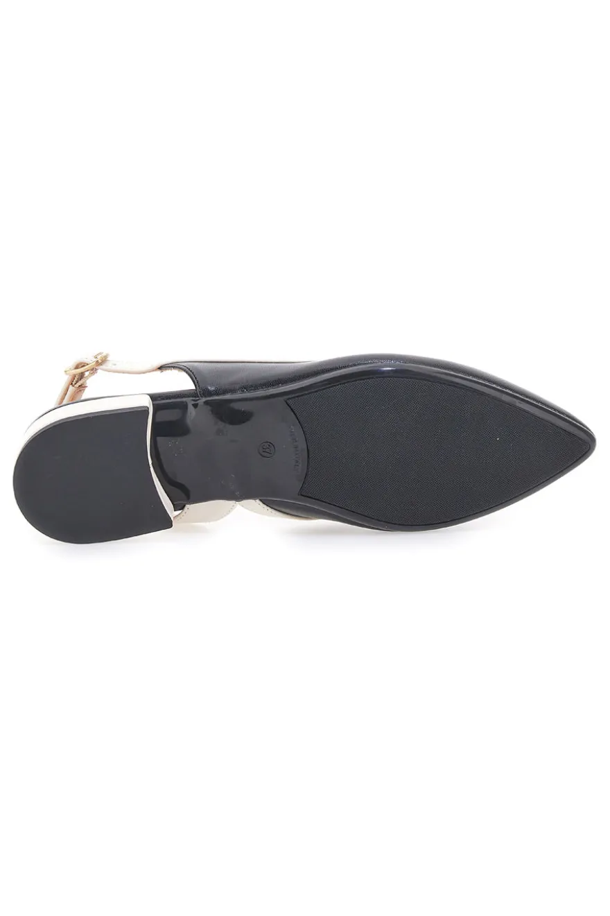 Ballerine Nere e Beige Con Cinturino Slingback Pittarello Couture 6011