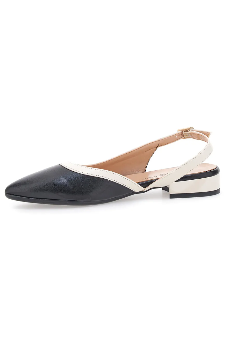 Ballerine Nere e Beige Con Cinturino Slingback Pittarello Couture 6011