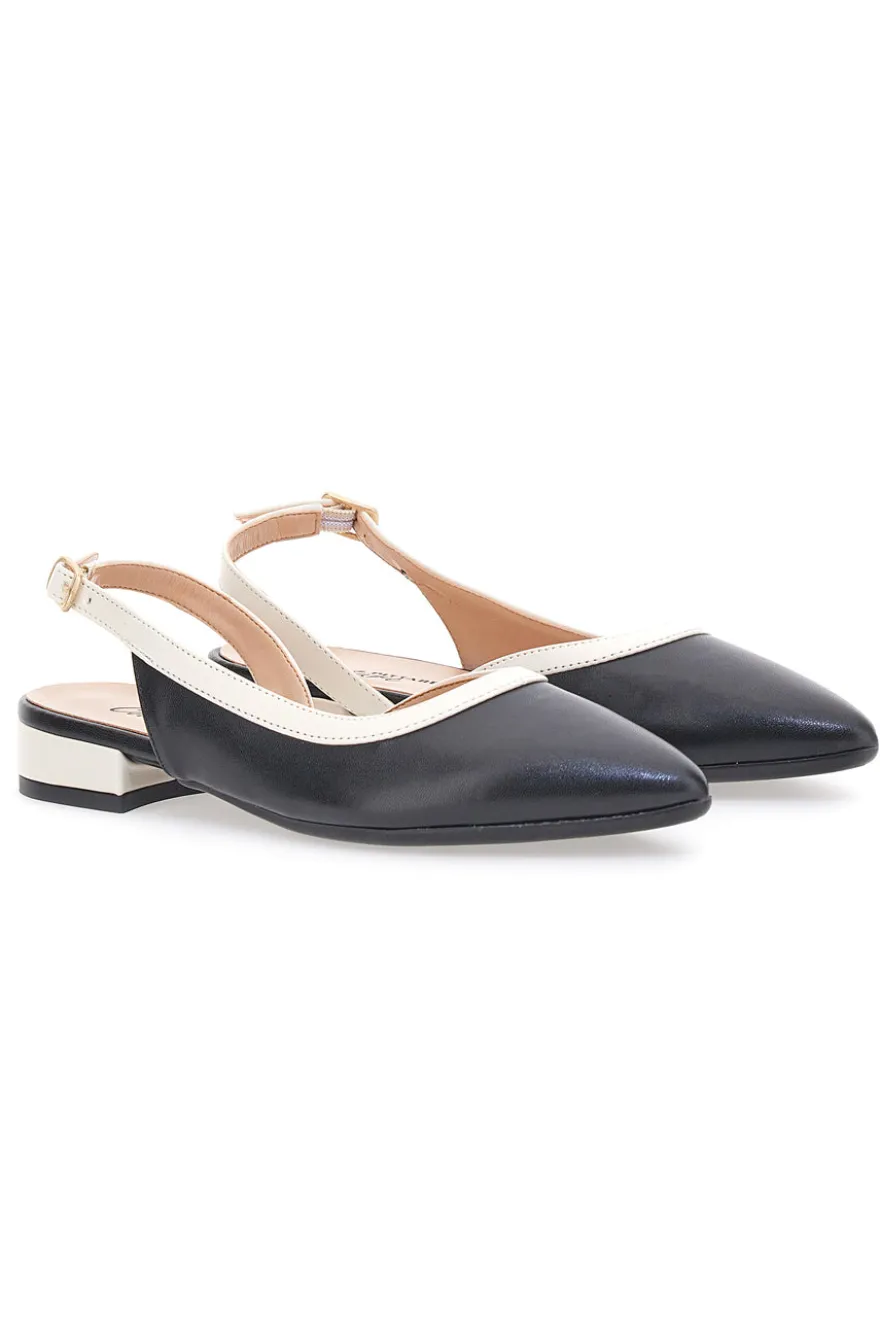 Ballerine Nere e Beige Con Cinturino Slingback Pittarello Couture 6011