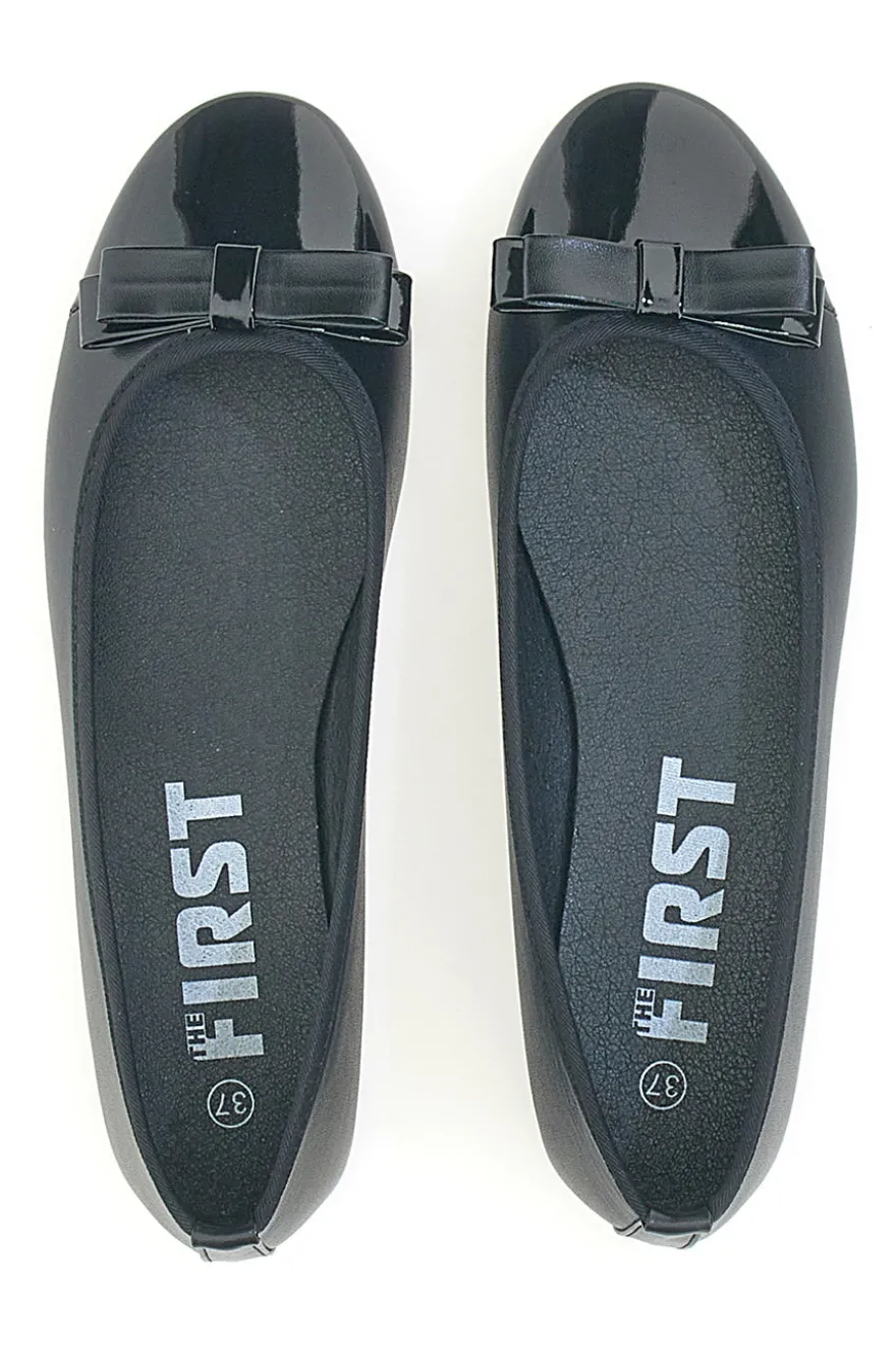 Ballerine nere effetto vernice con fiocco The First IDE6292