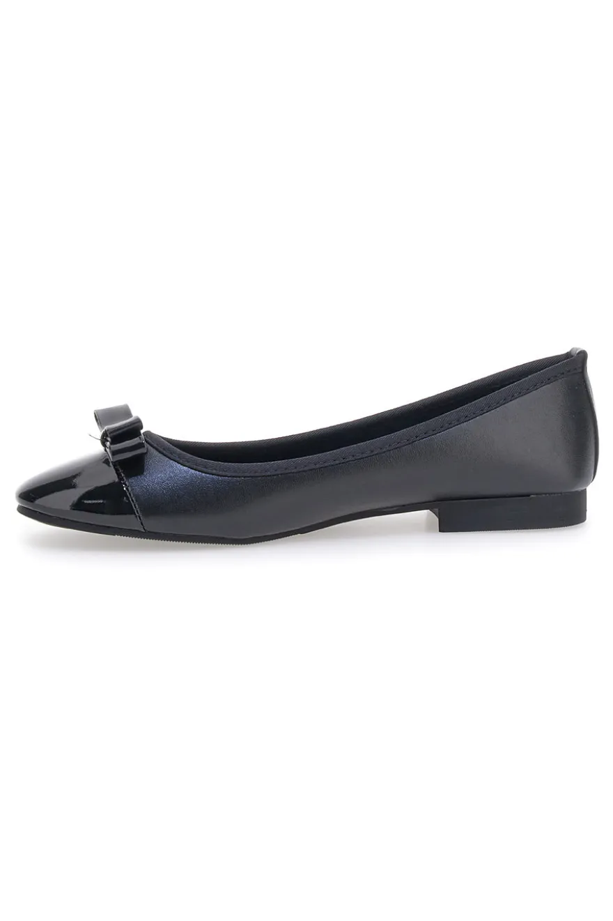 Ballerine nere effetto vernice con fiocco The First IDE6292
