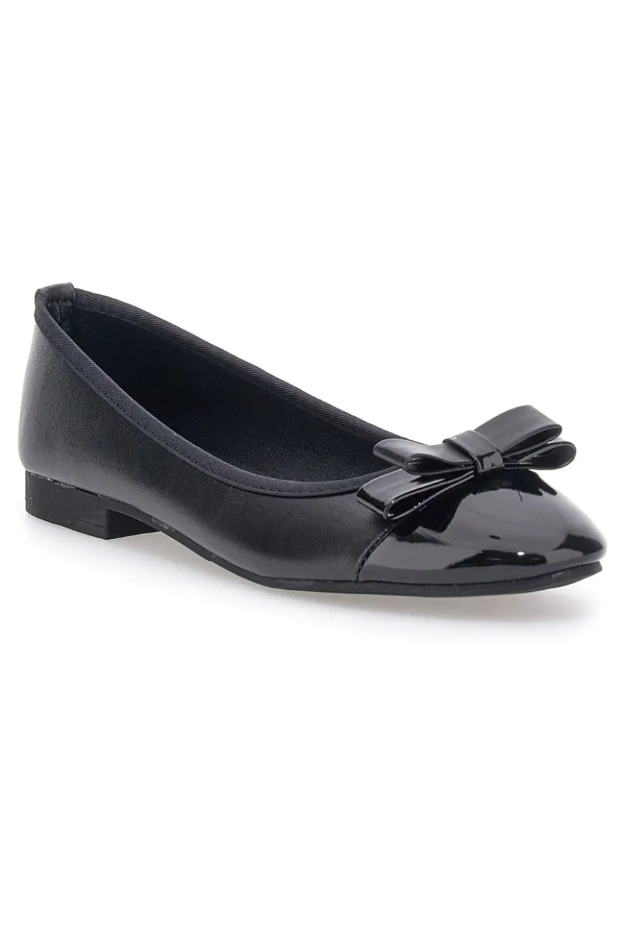 Ballerine nere effetto vernice con fiocco The First IDE6292
