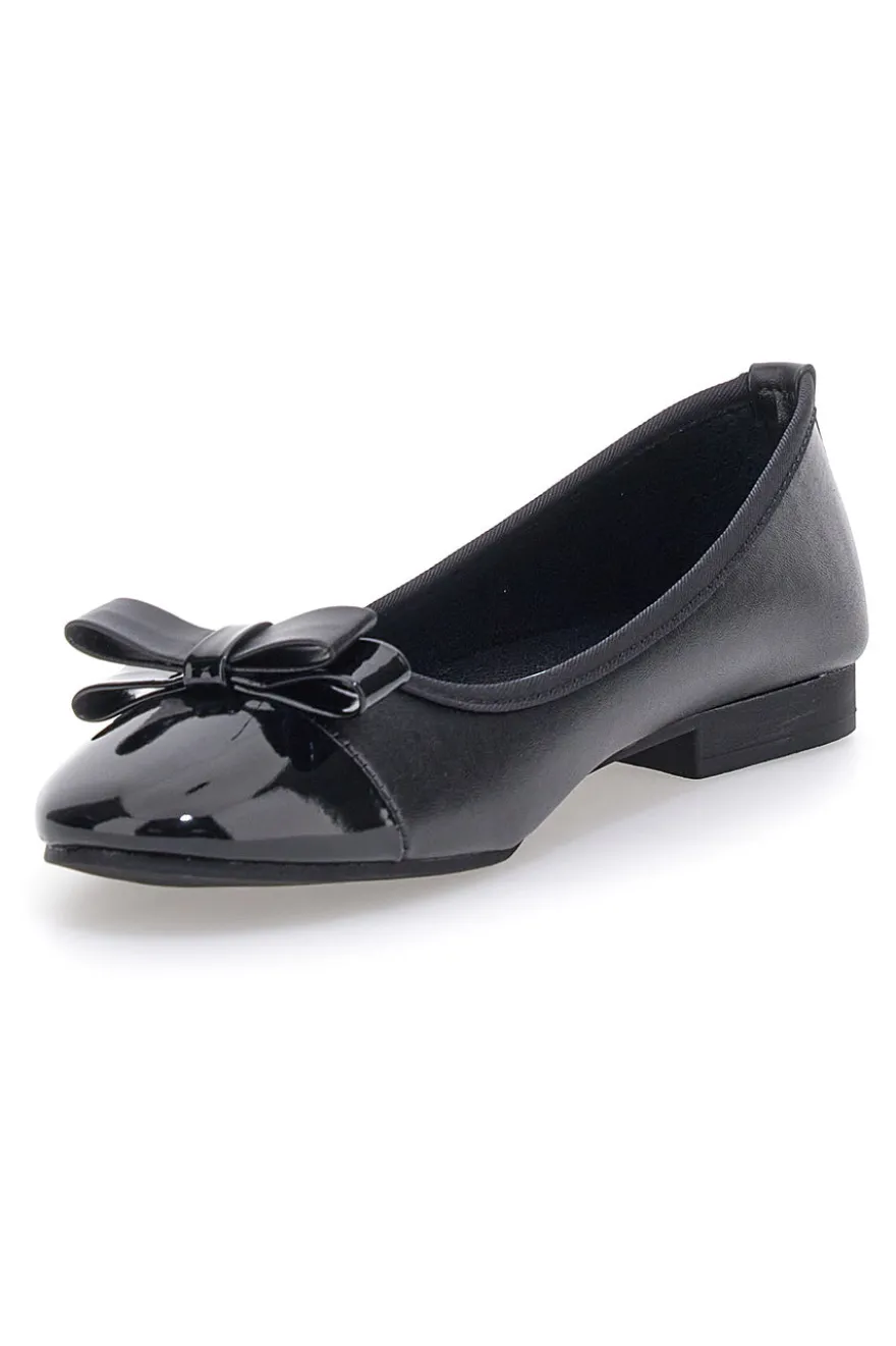 Ballerine nere effetto vernice con fiocco The First IDE6292