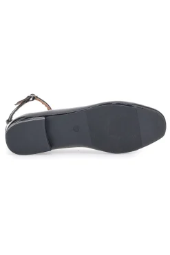 Ballerine Nere Effetto Vernice con Cinturino e Tacco Comodo THE FIRST IDE1075