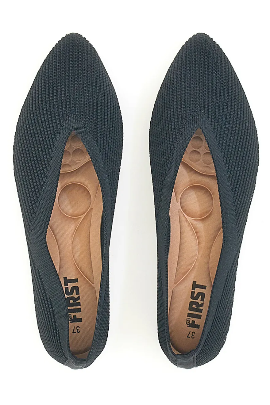 Ballerine nere in tessuto con soletta morbida The First PREA614