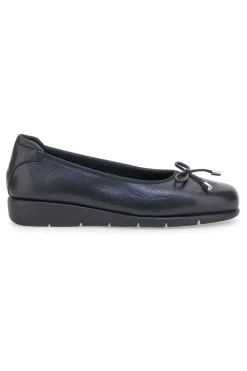 Ballerine nere in vera pelle con fiocco Prima riga 15856APRIL