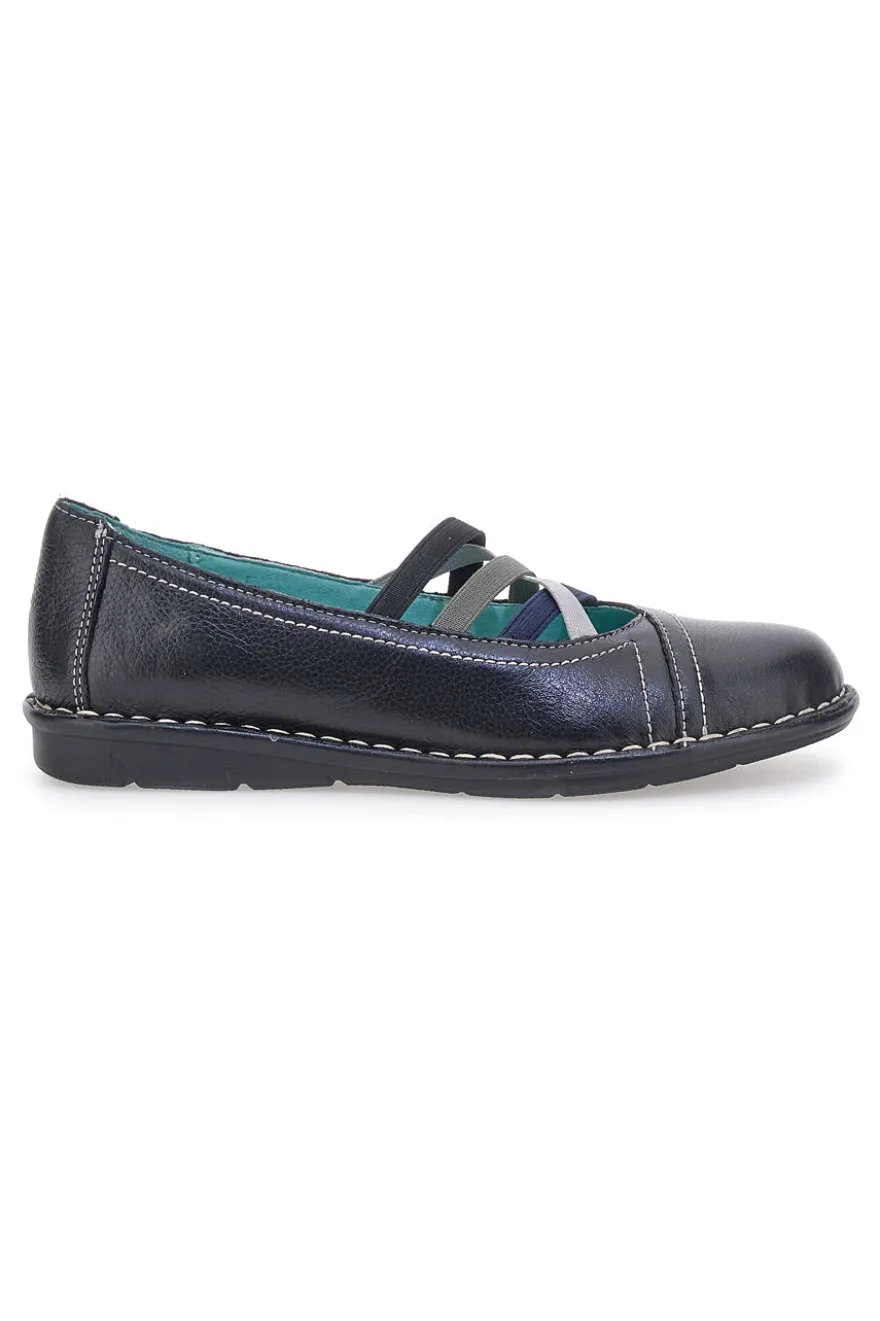 Ballerine nere in vera pelle con fasce elastiche Prima riga 19496FRUIT
