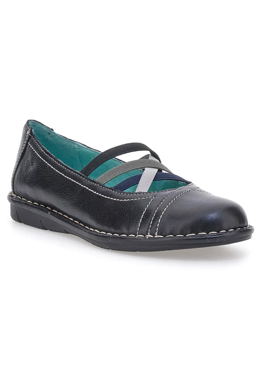 Ballerine nere in vera pelle con fasce elastiche Prima riga 19496FRUIT