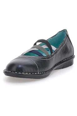 Ballerine nere in vera pelle con fasce elastiche Prima riga 19496FRUIT