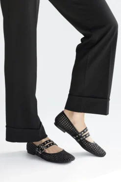 Ballerine nere intrecciate con fibbie The First IDE12 da Donna