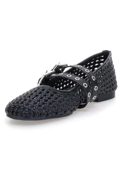 Ballerine nere intrecciate con fibbie The First IDE12 da Donna