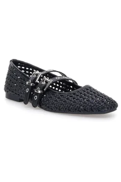Ballerine nere intrecciate con fibbie The First IDE12 da Donna