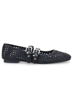 Ballerine nere intrecciate con fibbie The First IDE12 da Donna