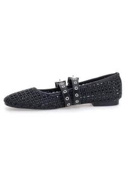 Ballerine nere intrecciate con fibbie The First IDE12 da Donna