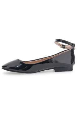 Ballerine nere vernice con cinturino alla caviglia The First IDE1075 da Donna