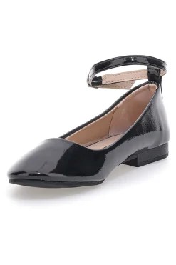 Ballerine nere vernice con cinturino alla caviglia The First IDE1075 da Donna