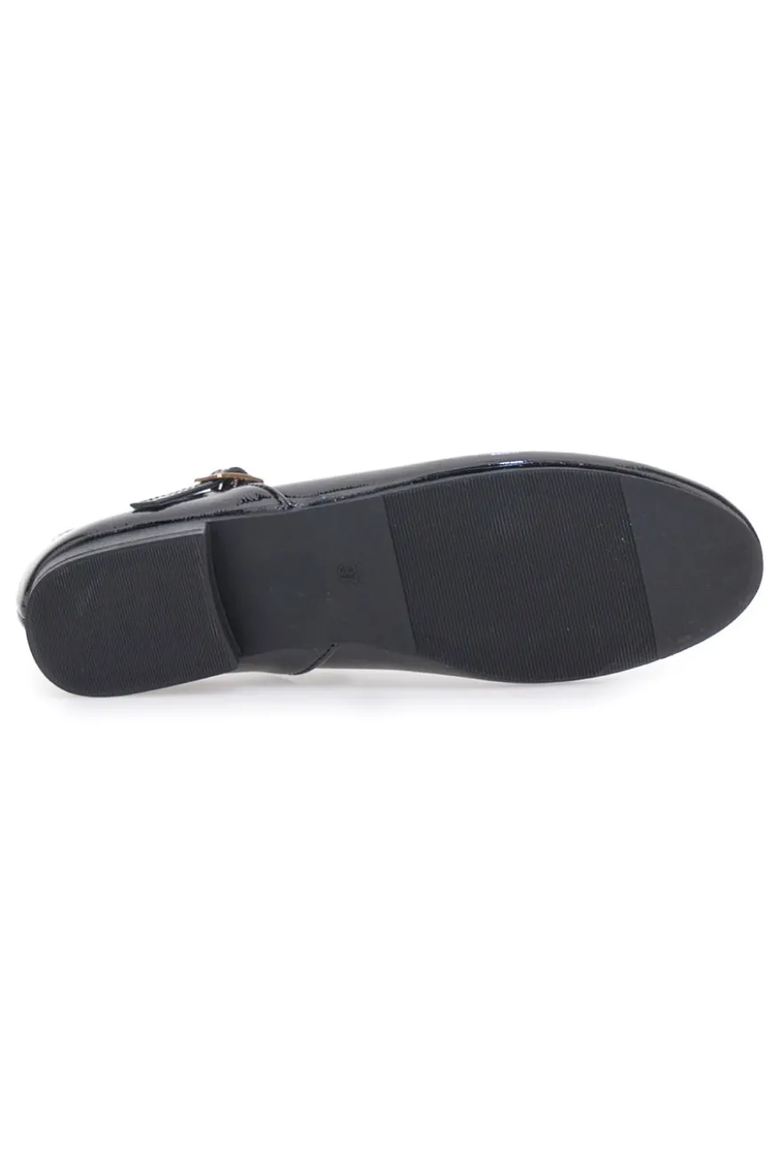 Ballerine nere verniciate con cinturino The First IDEA01