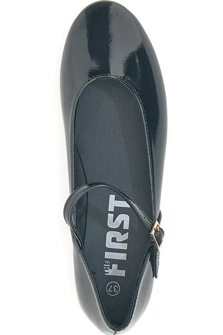 Ballerine nere verniciate con cinturino The First IDEA01