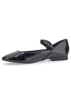 Ballerine nere verniciate con cinturino The First IDEA01