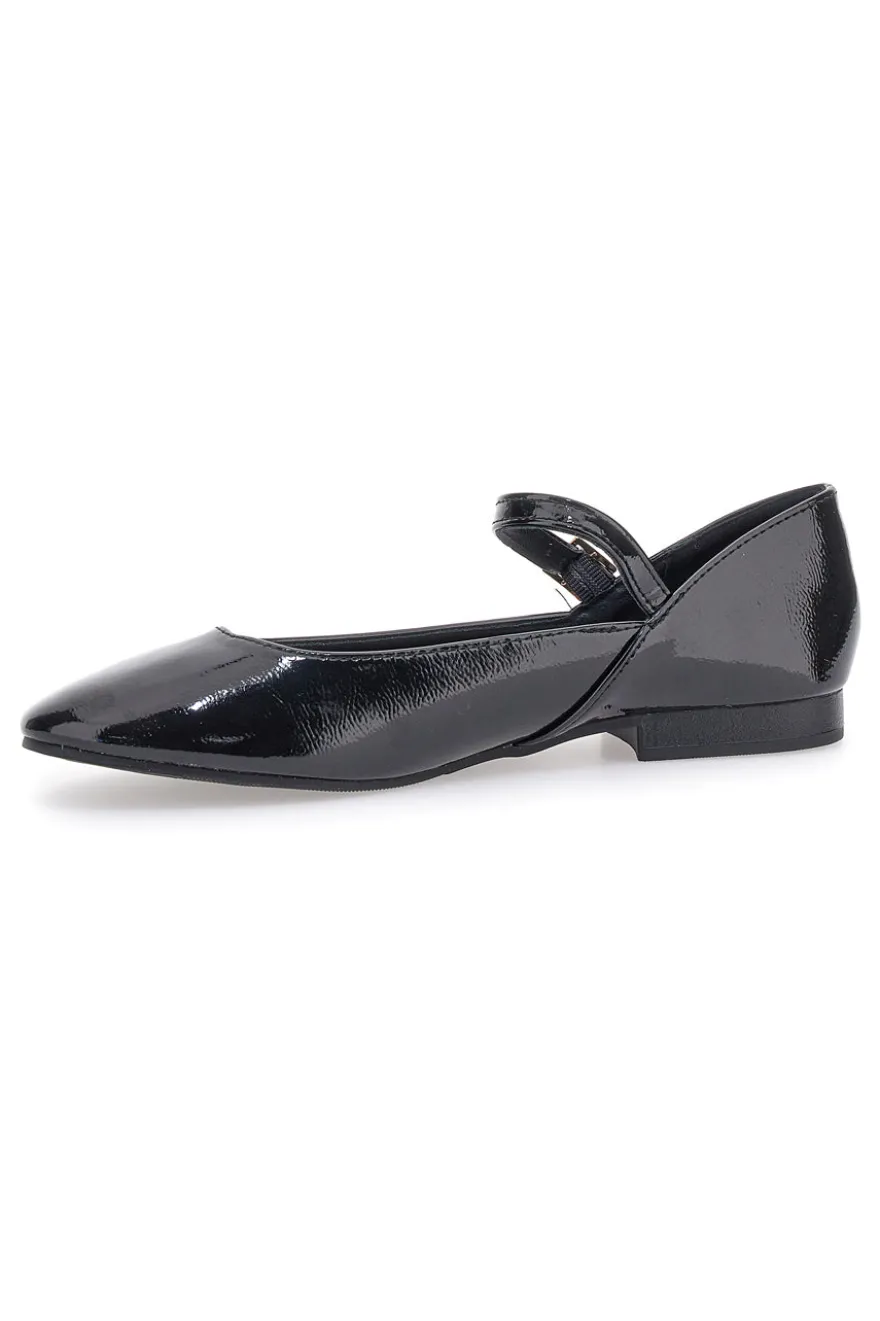 Ballerine nere verniciate con cinturino The First IDEA01