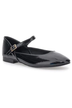 Ballerine nere verniciate con cinturino The First IDEA01