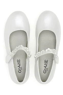 Ballerine perlate con cinturino gioiello floreale Grazie girl 392614S