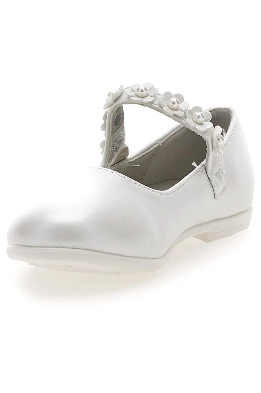 Ballerine perlate con cinturino gioiello floreale Grazie girl 392614S