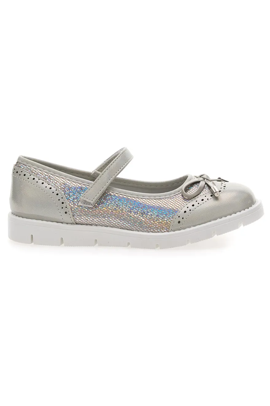 Ballerine Platino Con Cinturino e Strappo Pitt Kids 8128