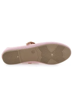 Ballerine rosa in tessuto traforato con cinturino The First PRESZ41