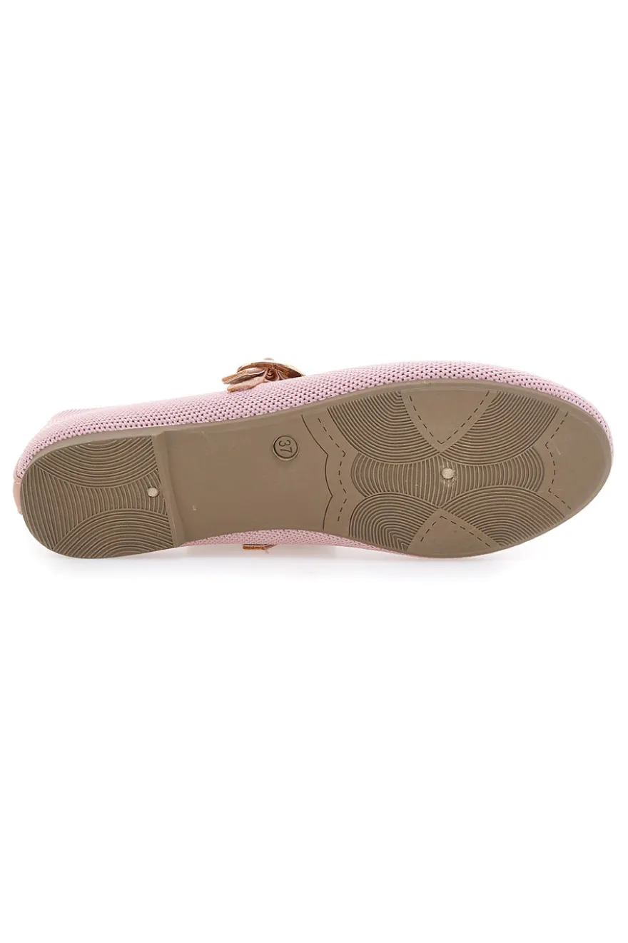 Ballerine rosa in tessuto traforato con cinturino The First PRESZ41