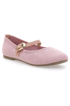 Ballerine rosa in tessuto traforato con cinturino The First PRESZ41