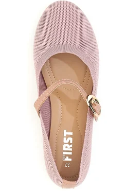 Ballerine rosa in tessuto traforato con cinturino The First PRESZ41
