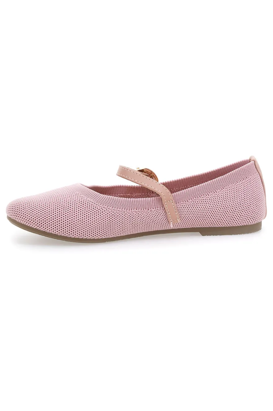 Ballerine rosa in tessuto traforato con cinturino The First PRESZ41
