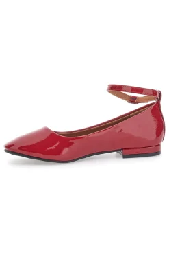 Ballerine Rosse Effetto Vernice con Cinturino e Tacco Comodo THE FIRST IDE1075