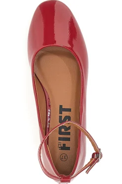 Ballerine Rosse Effetto Vernice con Cinturino e Tacco Comodo THE FIRST IDE1075